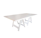 White Wooden Table with Trestle Legs 2.4m