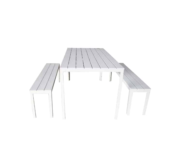 Table and Bench Set White