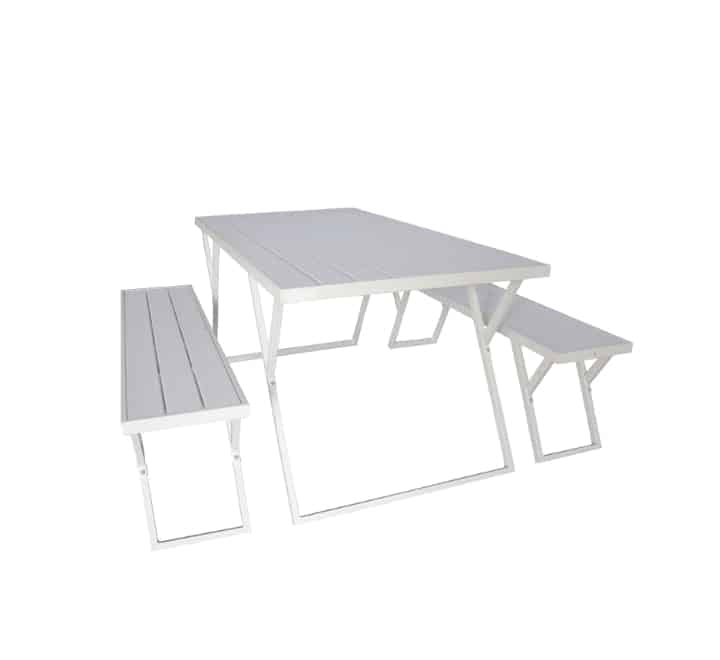 Table and Bench Set White