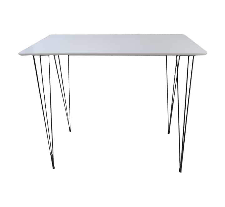 MDF white cocktail table with black metal legs