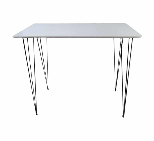 MDF white cocktail table with black metal legs