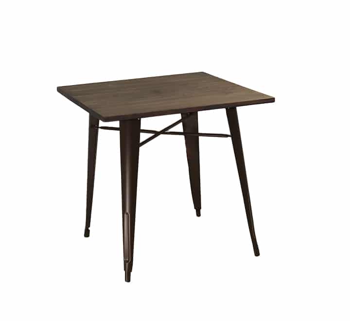Tolix Cafe Table With Wooden Top