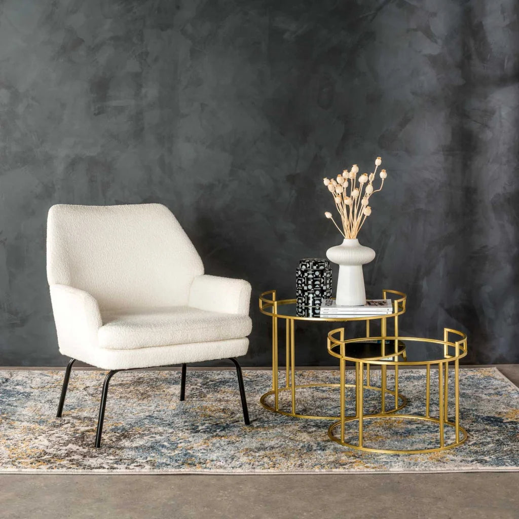 Vishaya Boucle Fabric Chair - Cream