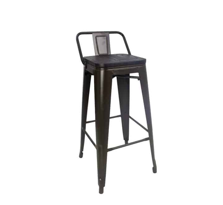 Replica Tolix Bar Chair With Wooden Seat - Brown