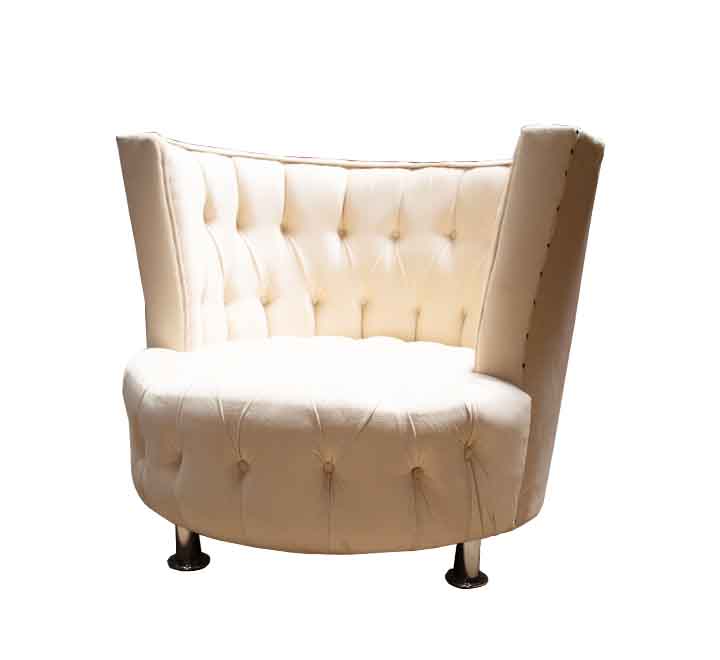 Cream Velvet Tub Chair with Buttons