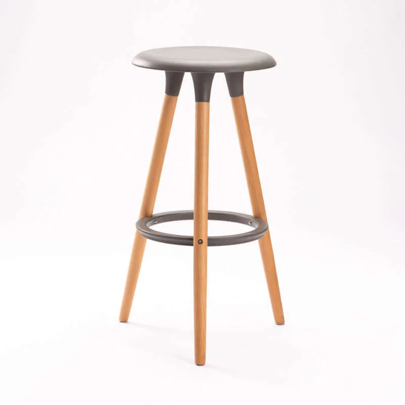 Yoyi Wooden Leg Barstool - Grey