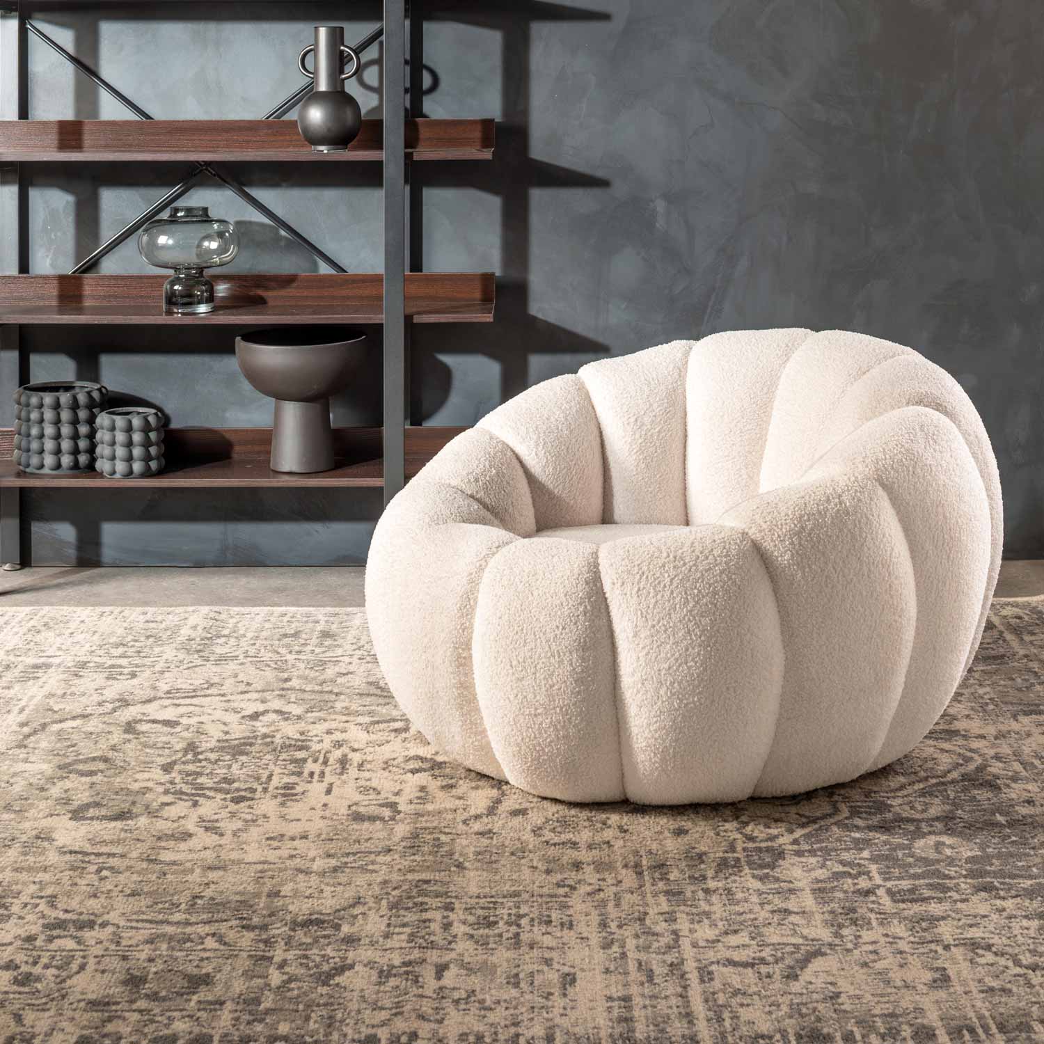 Zansi Fleece Fabric Chair - Cream