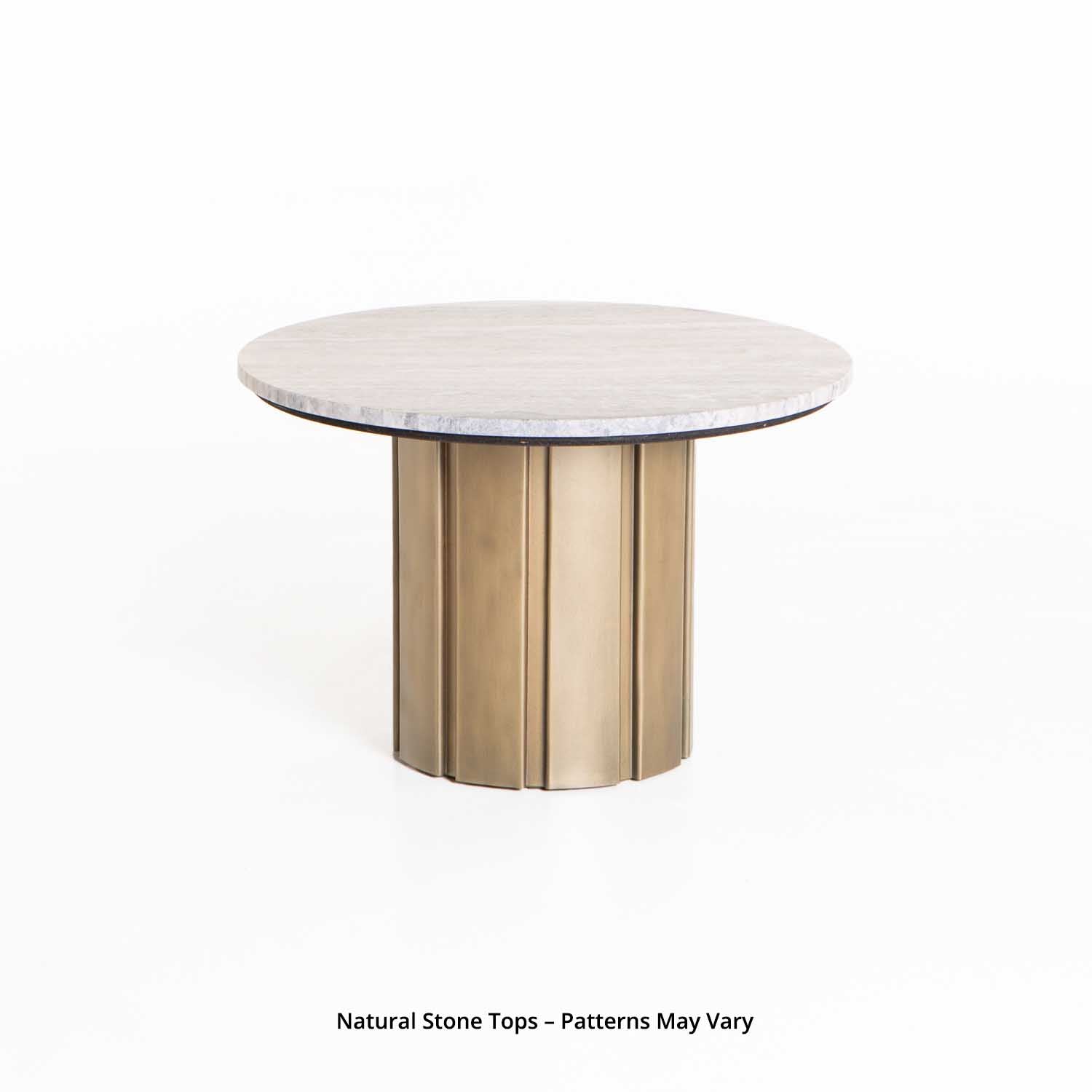Astro Stone Top Round Coffee Table - 39cm H - Brass