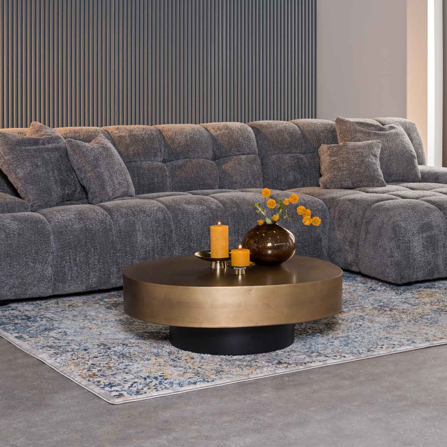 Absinthe 78x91cm Oval Coffee Table - Brass Antique