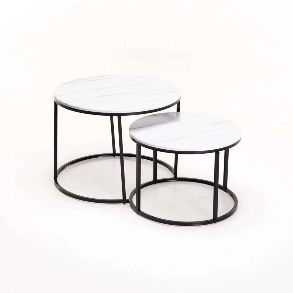 Schnapps Set Of 2 Tables - Black/White