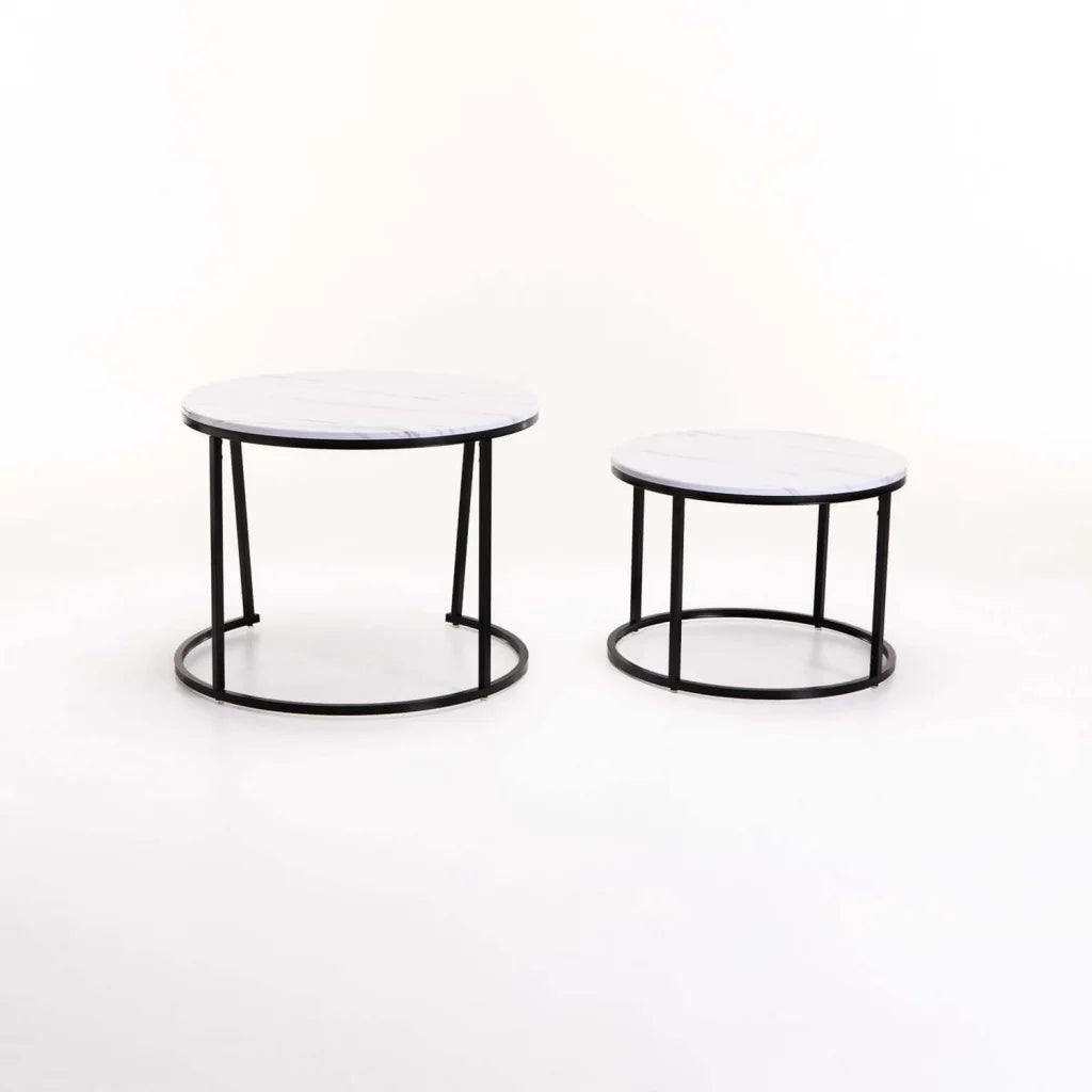 Schnapps Set Of 2 Tables - Black/White