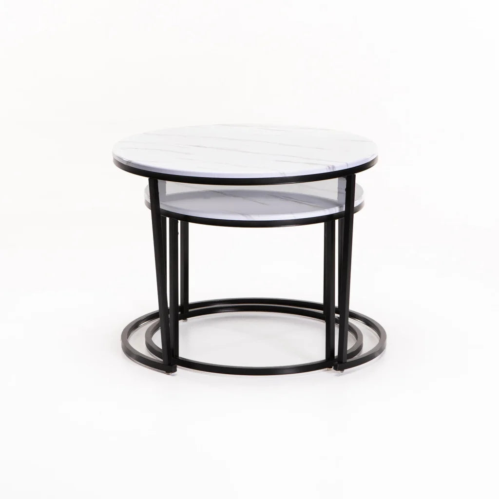 Schnapps Set Of 2 Tables - Black/White