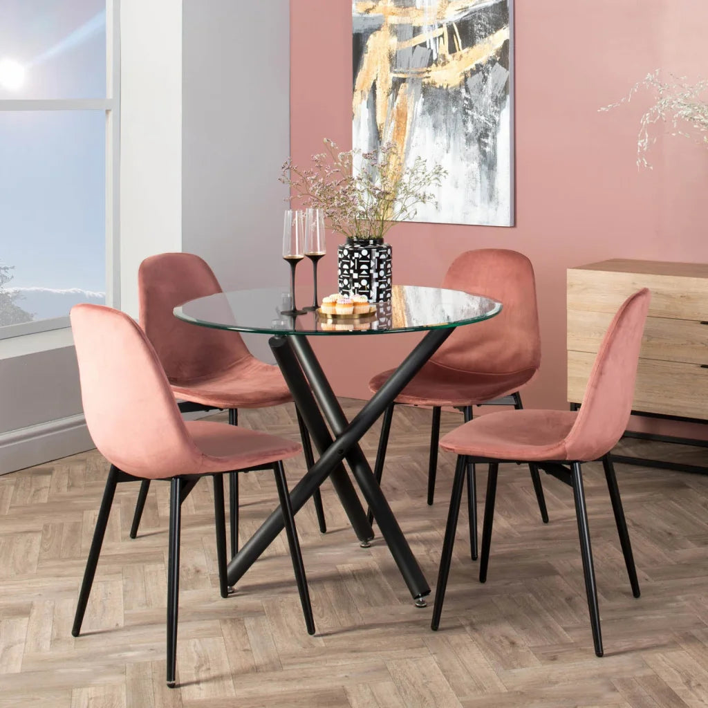 Sewela Velvet Dining Chair - Blush