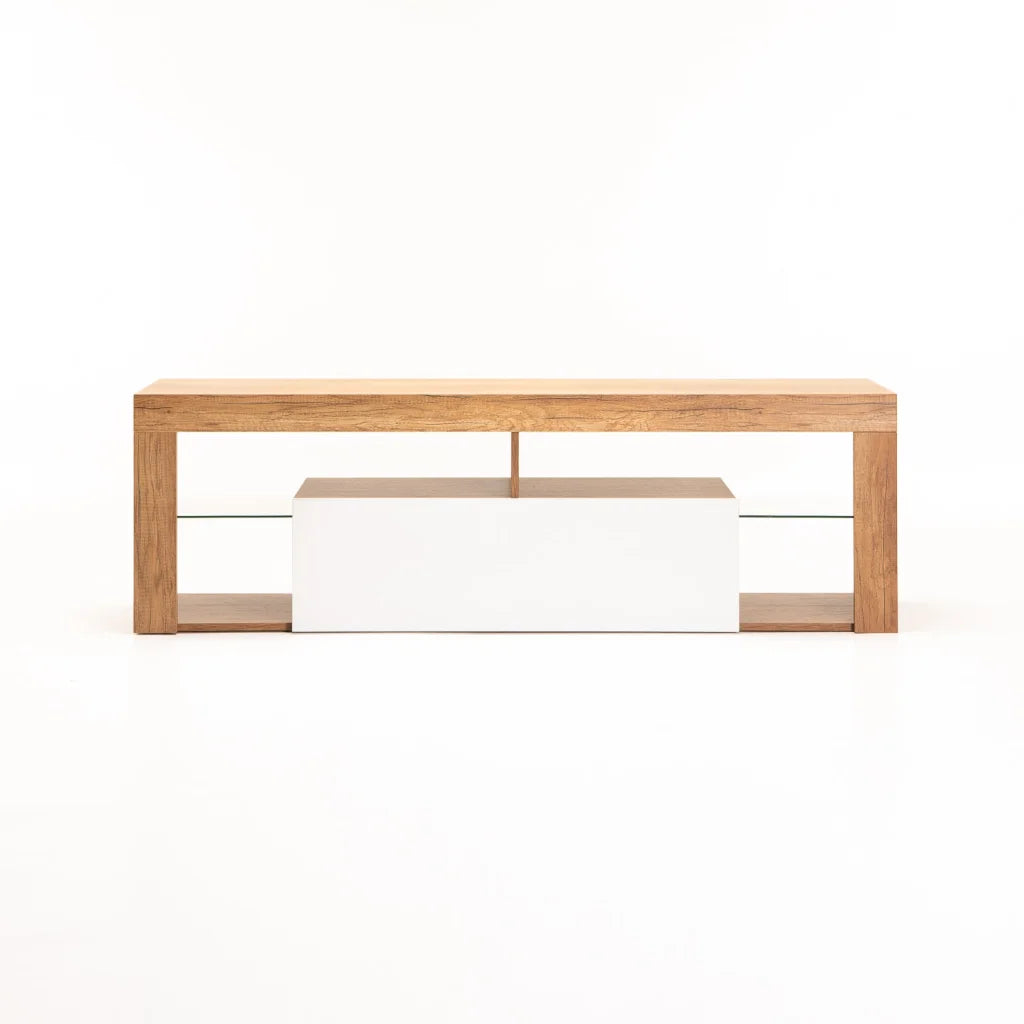 Konjac 160cm TV Unit - Wild Oak / White