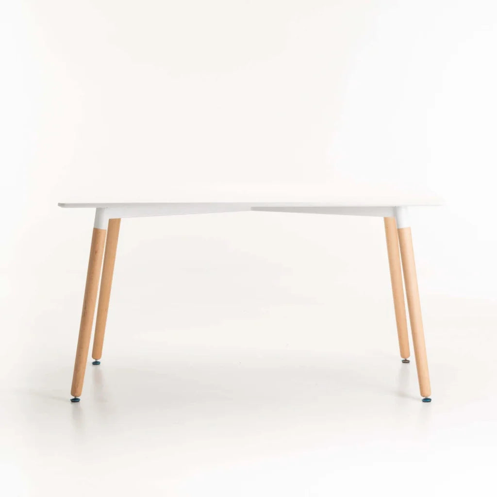 Benzie Wooden Leg Dining Table - White - 120 x 80 cm (4-6 Seater)