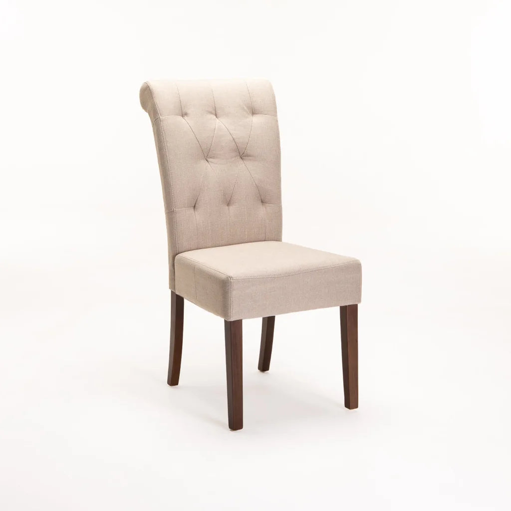 Tapas Fabric Dining Chair - Cream / Walnut