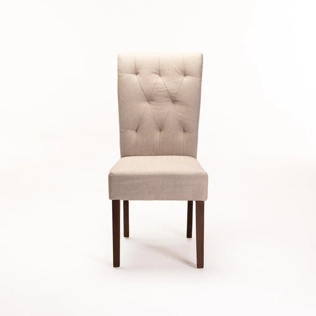 Tapas Fabric Dining Chair - Cream / Walnut