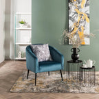 Abhilasha Velvet Chair - Black Leg - Blue
