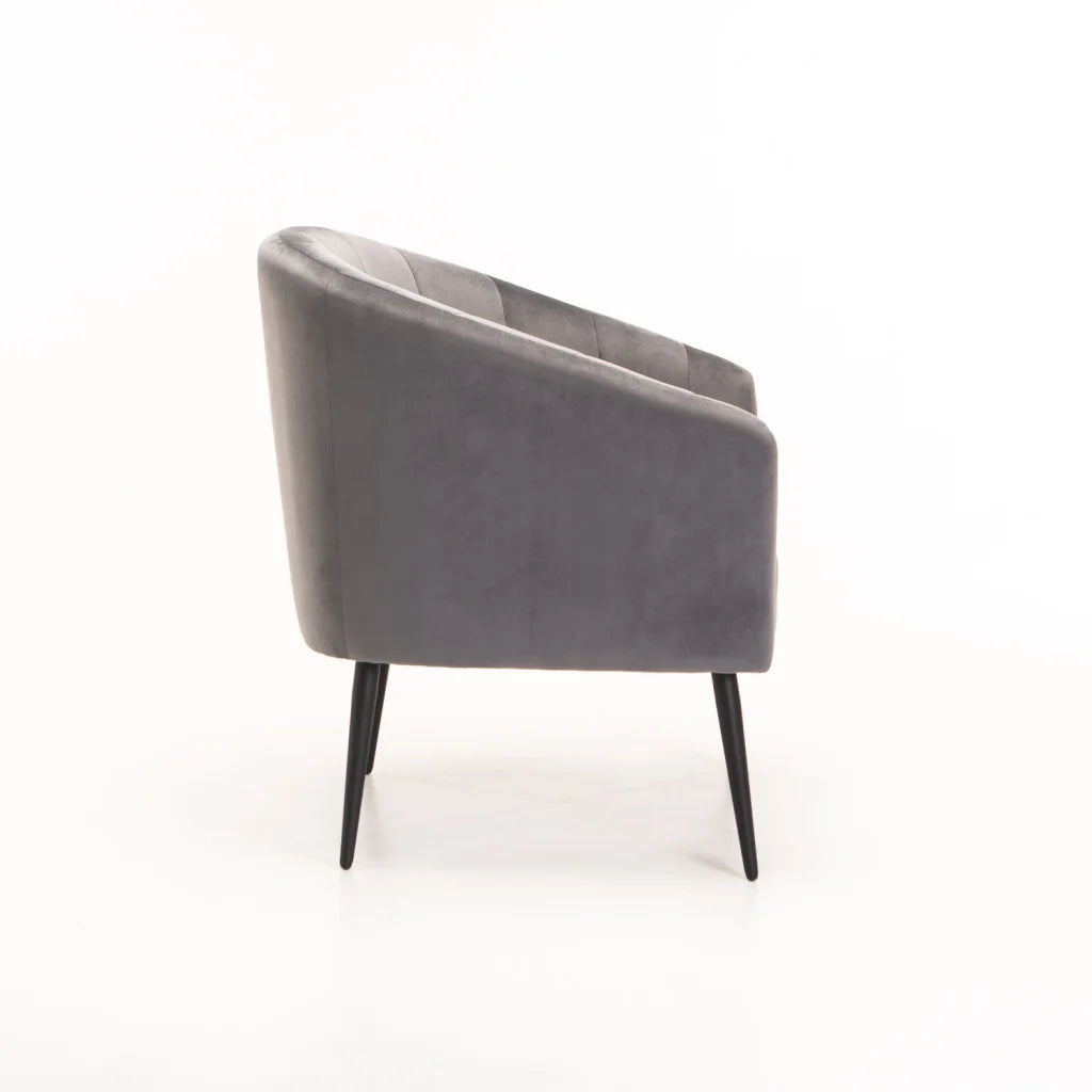 Abhilasha Velvet Chair - Black Leg - Grey