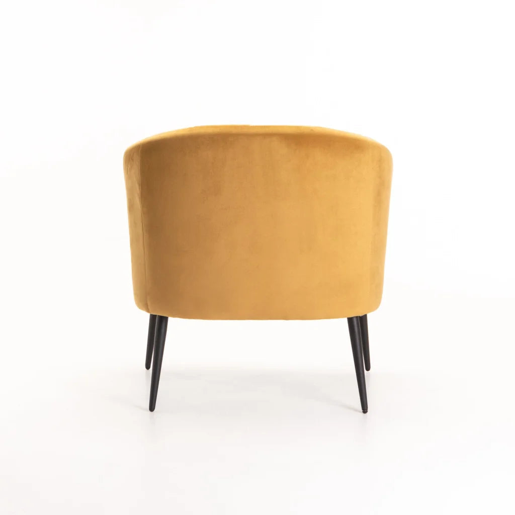 Abhilasha Velvet Chair - Black Leg - Mustard