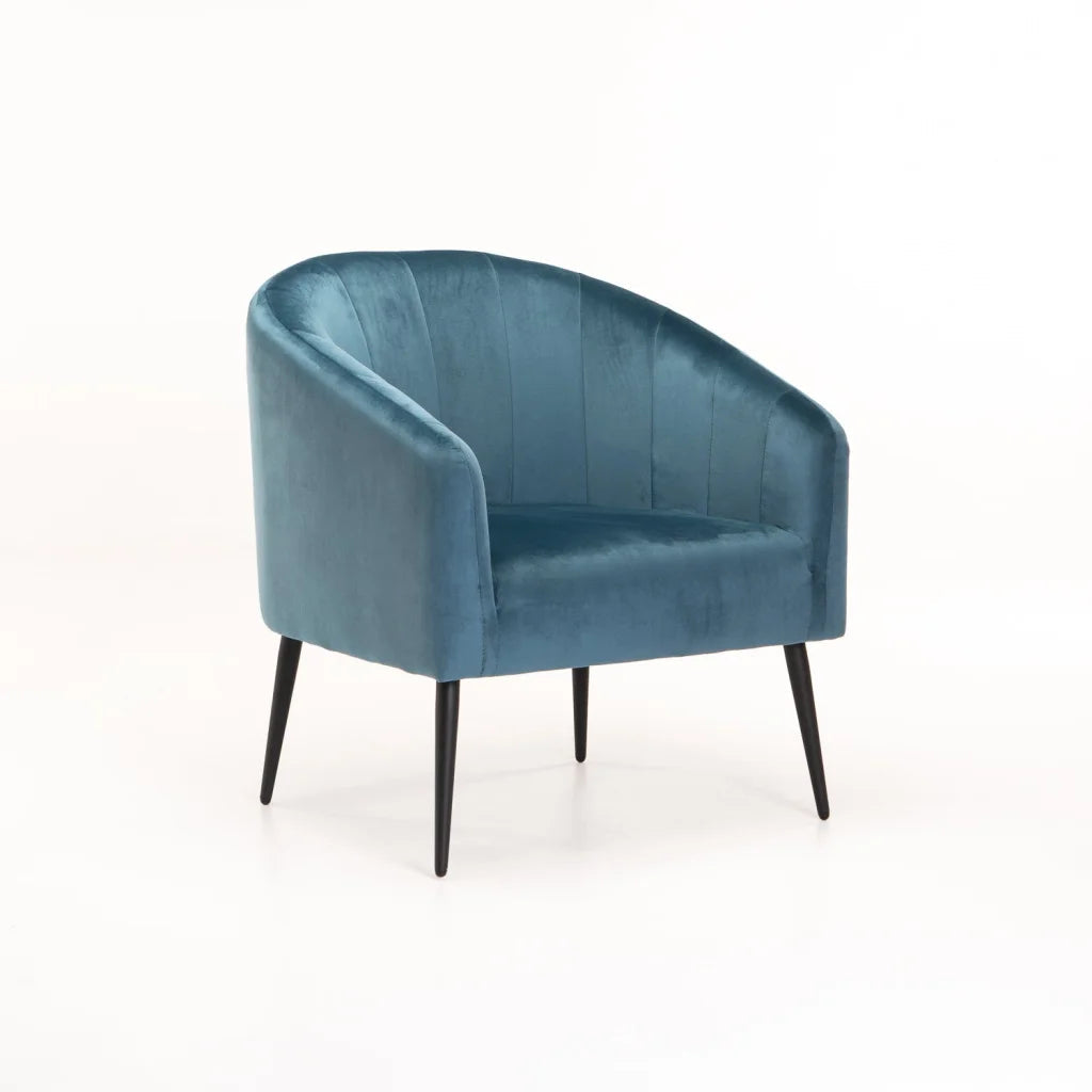 Abhilasha Velvet Chair - Black Leg - Blue