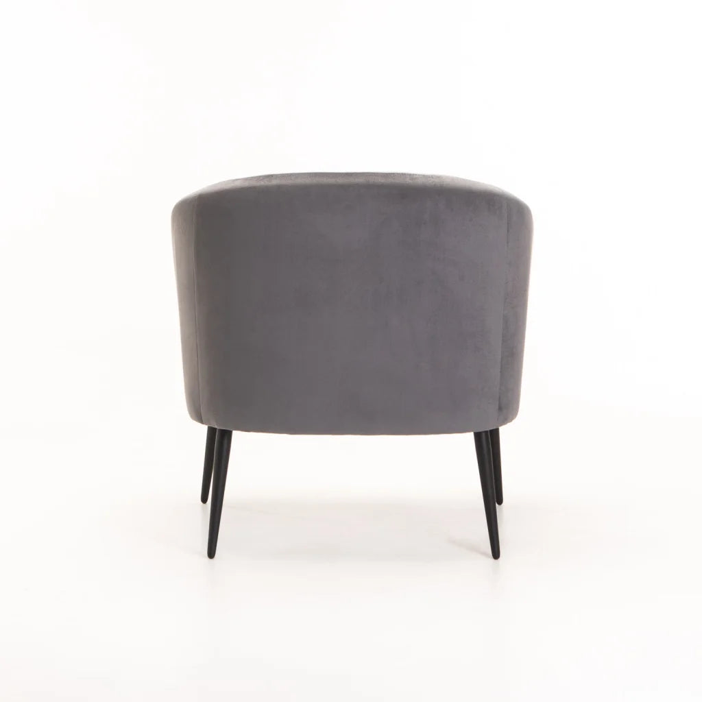 Abhilasha Velvet Chair - Black Leg - Grey