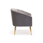Abhilasha Velvet Chair - Gold Leg - Grey