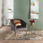 Abhilasha Velvet Chair - Gold Leg - Grey