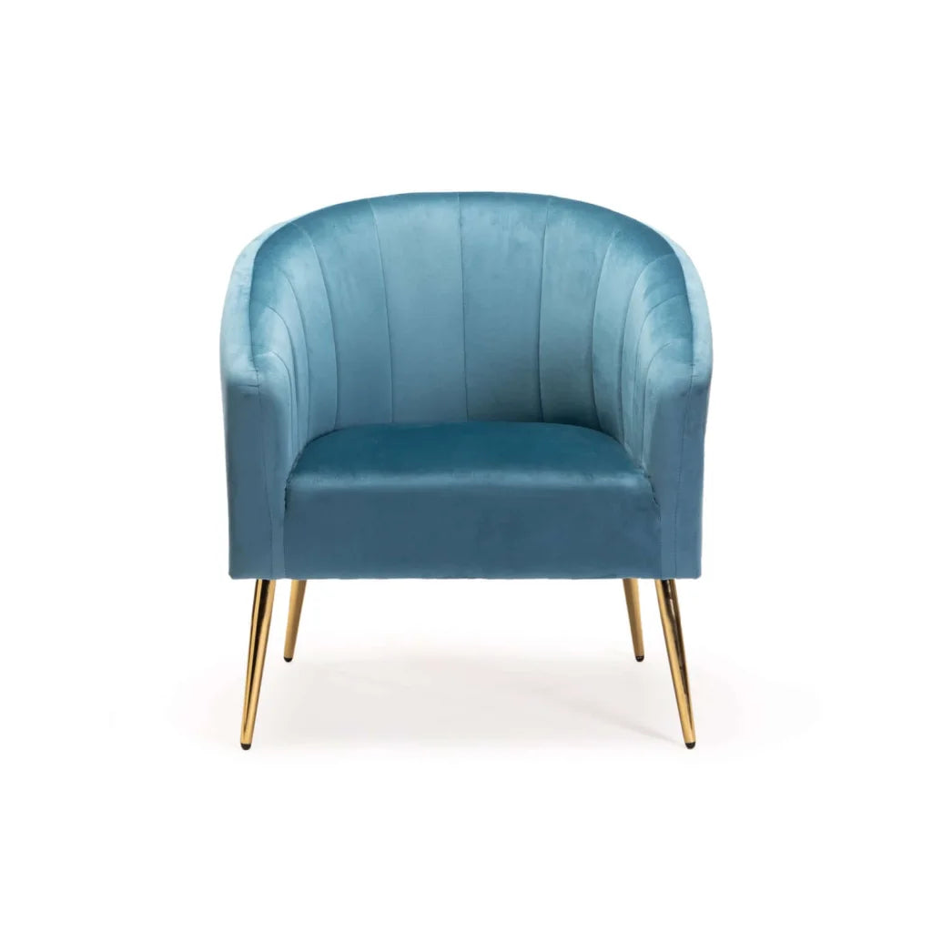 Abhilasha Velvet Chair - Gold Leg - Blue