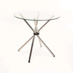 Catthy 80cm Round Glass Top Dining Table
