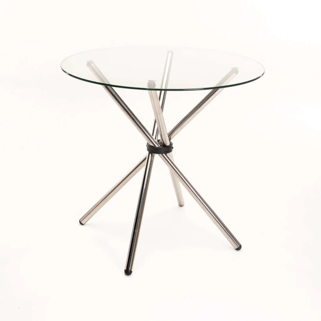 Catthy 80cm Round Glass Top Dining Table