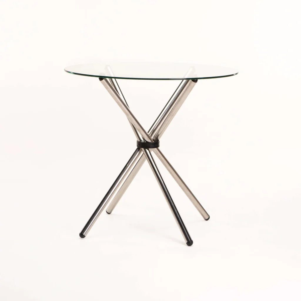 Catthy 80cm Round Glass Top Dining Table