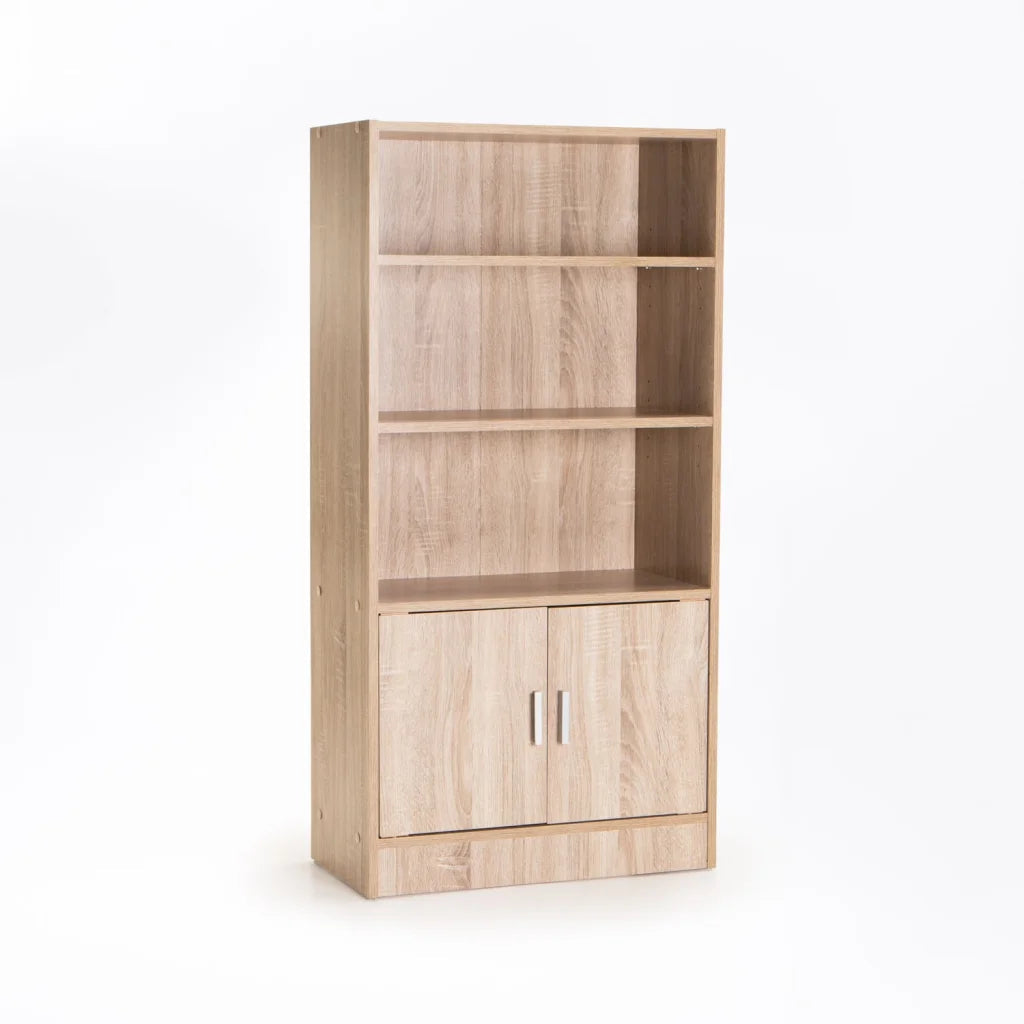 Rampu 2 Door 3 Shelf Bookcase - Oak