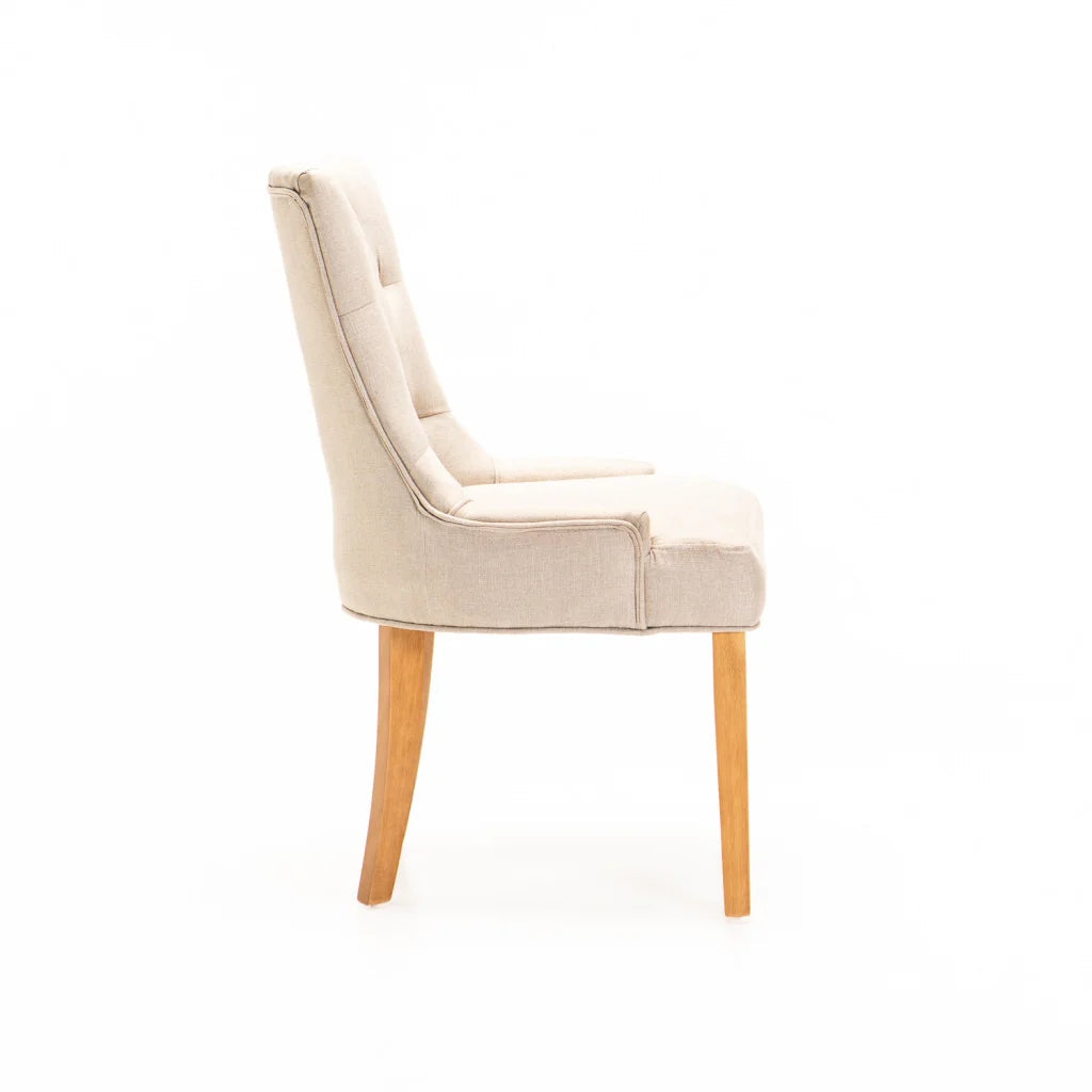 Kia Bloom Fabric Dining Chair - Cream/ Natural