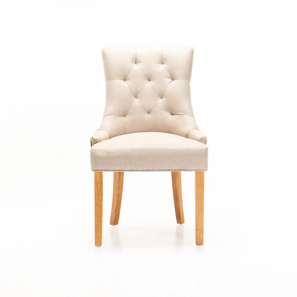 Kia Bloom Fabric Dining Chair - Cream/ Natural