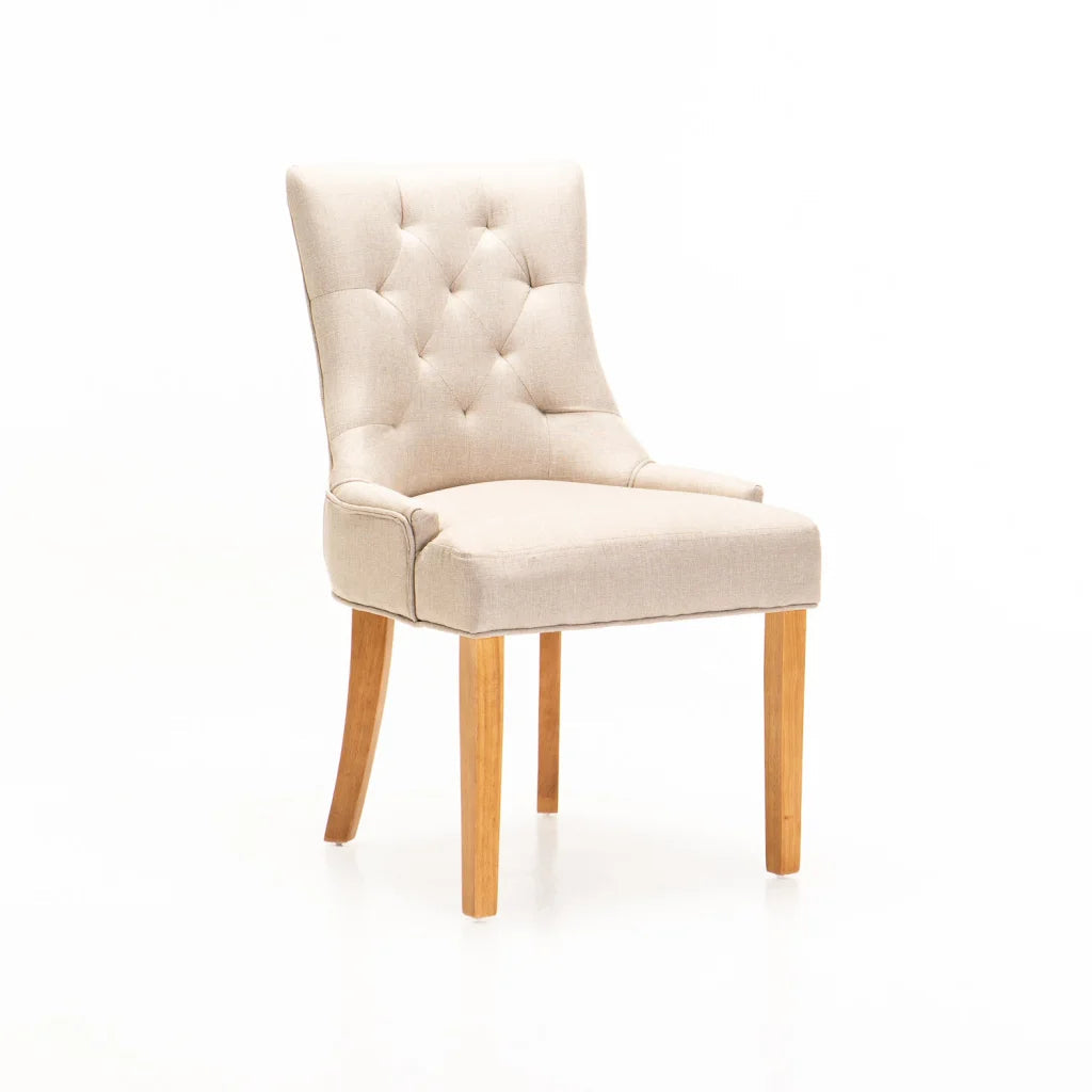 Kia Bloom Fabric Dining Chair - Cream/ Natural
