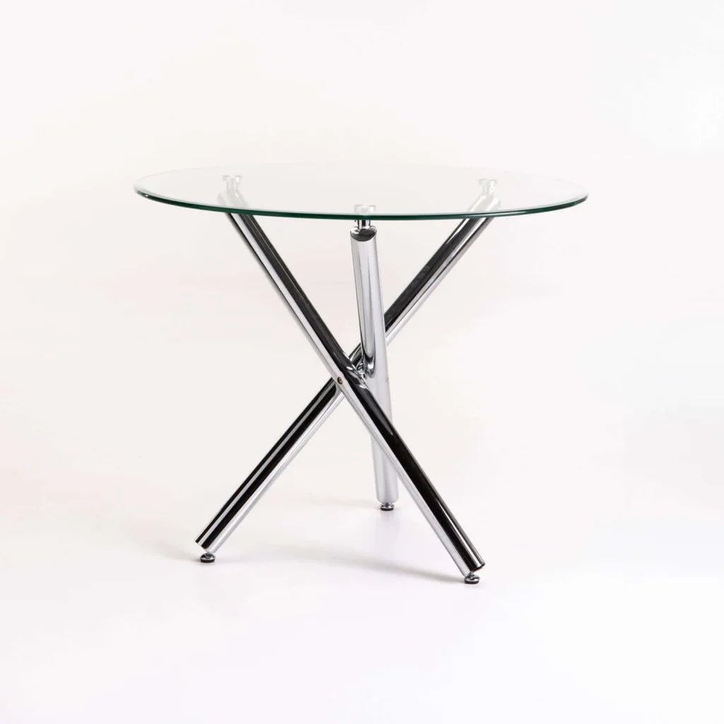 Janney 90cm Round  10mm  Temp Glass Top Dining Table