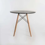 Andy Round Wooden Leg Table - Black