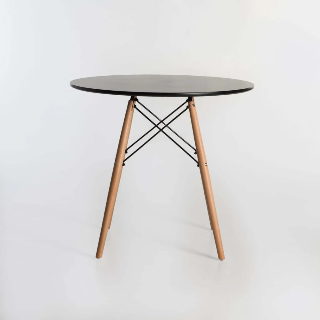 Andy Round Wooden Leg Table - Black
