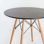Andy Round Wooden Leg Table - Black