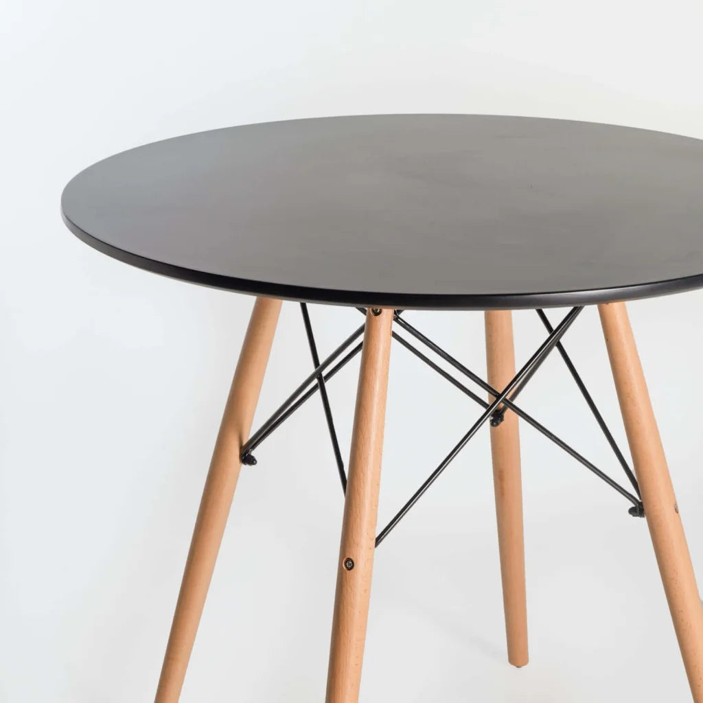 Andy Round Wooden Leg Table - Black