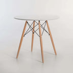 Andy Round Wooden Leg Table - White - 90Ø cm (4 Seater)