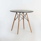 Andy Round Wooden Leg Table - Black