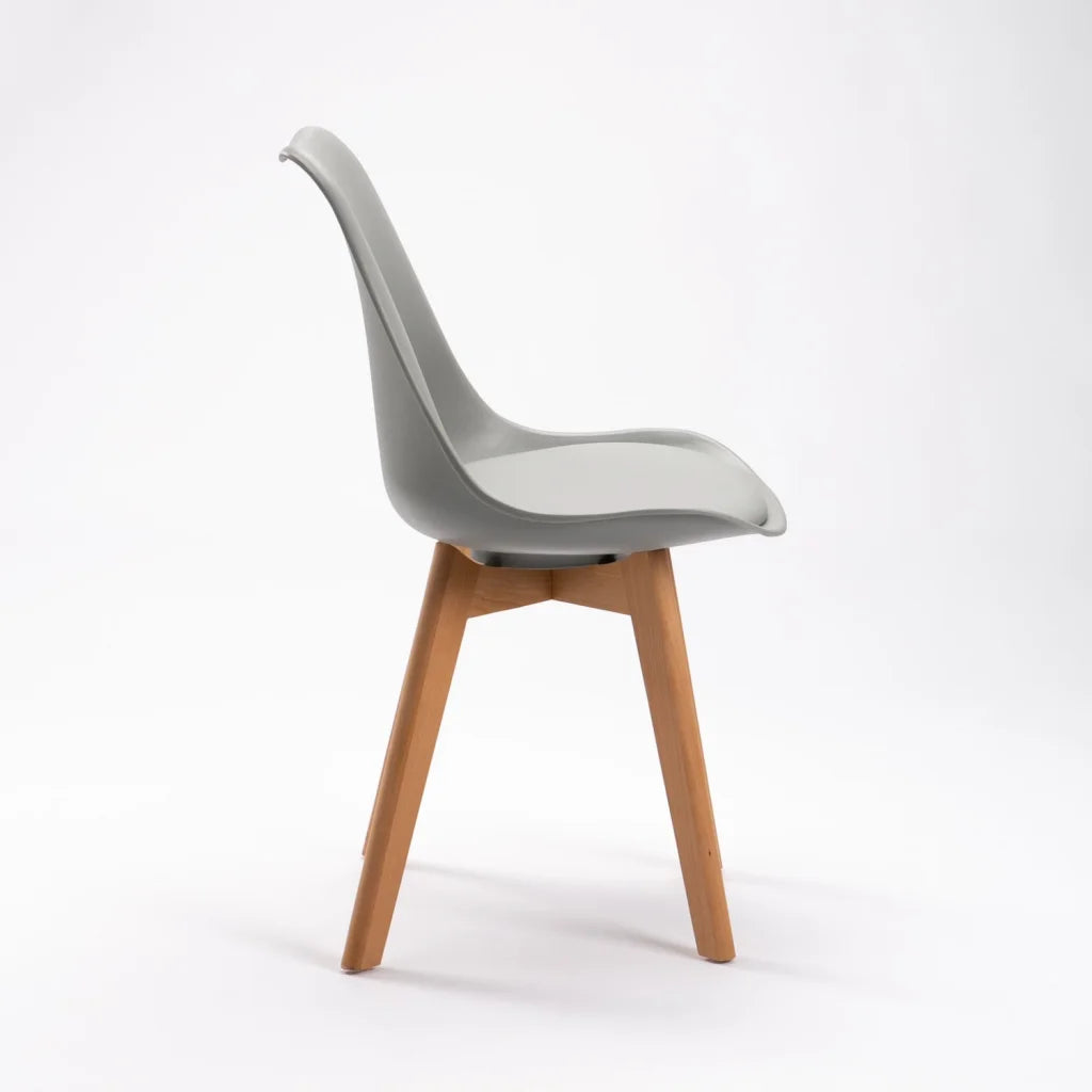 Rute Wooden Leg Dining Chair - Grey
