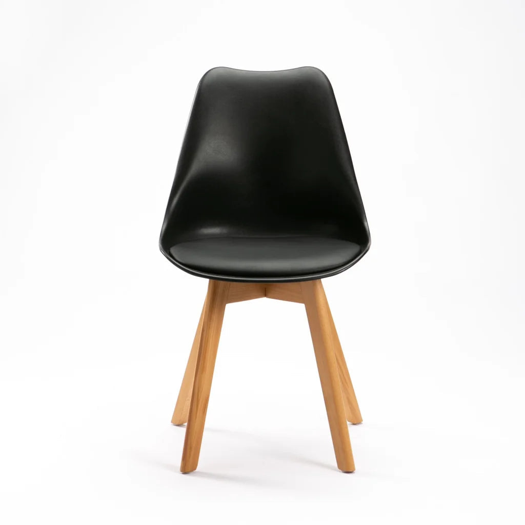 Rute Wooden Leg Dining Chair - Black