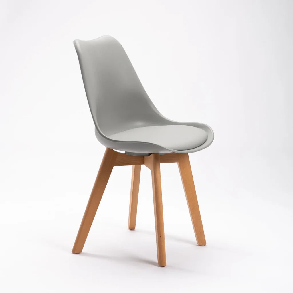 Rute Wooden Leg Dining Chair - Grey
