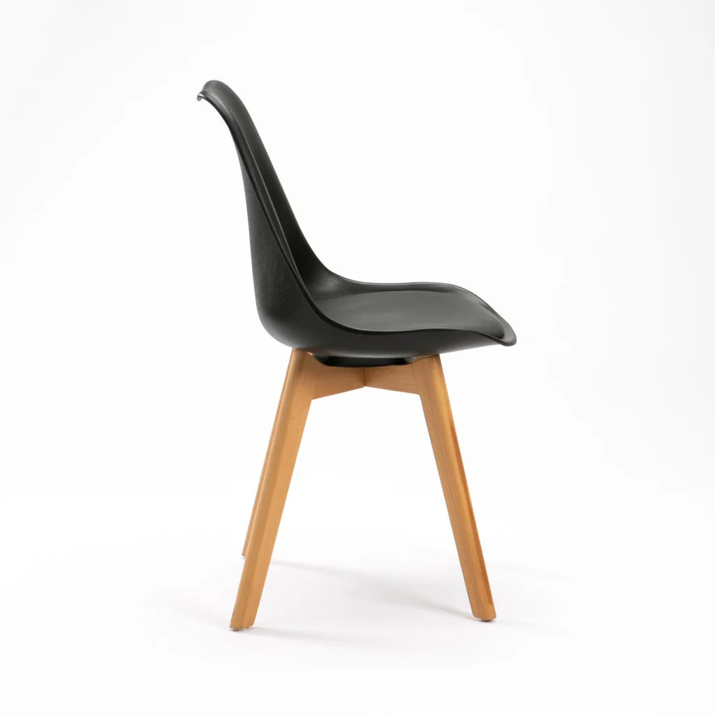 Rute Wooden Leg Dining Chair - Black