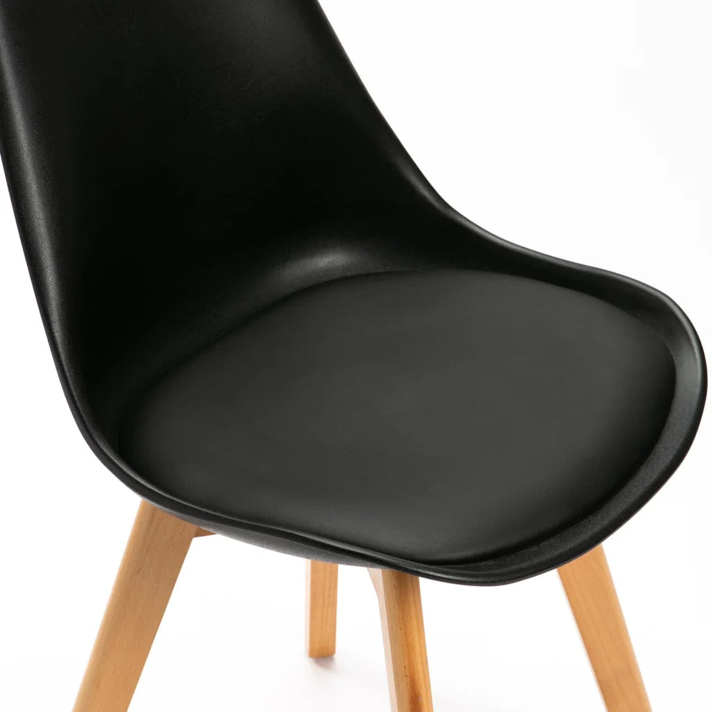 Rute Wooden Leg Dining Chair - Black