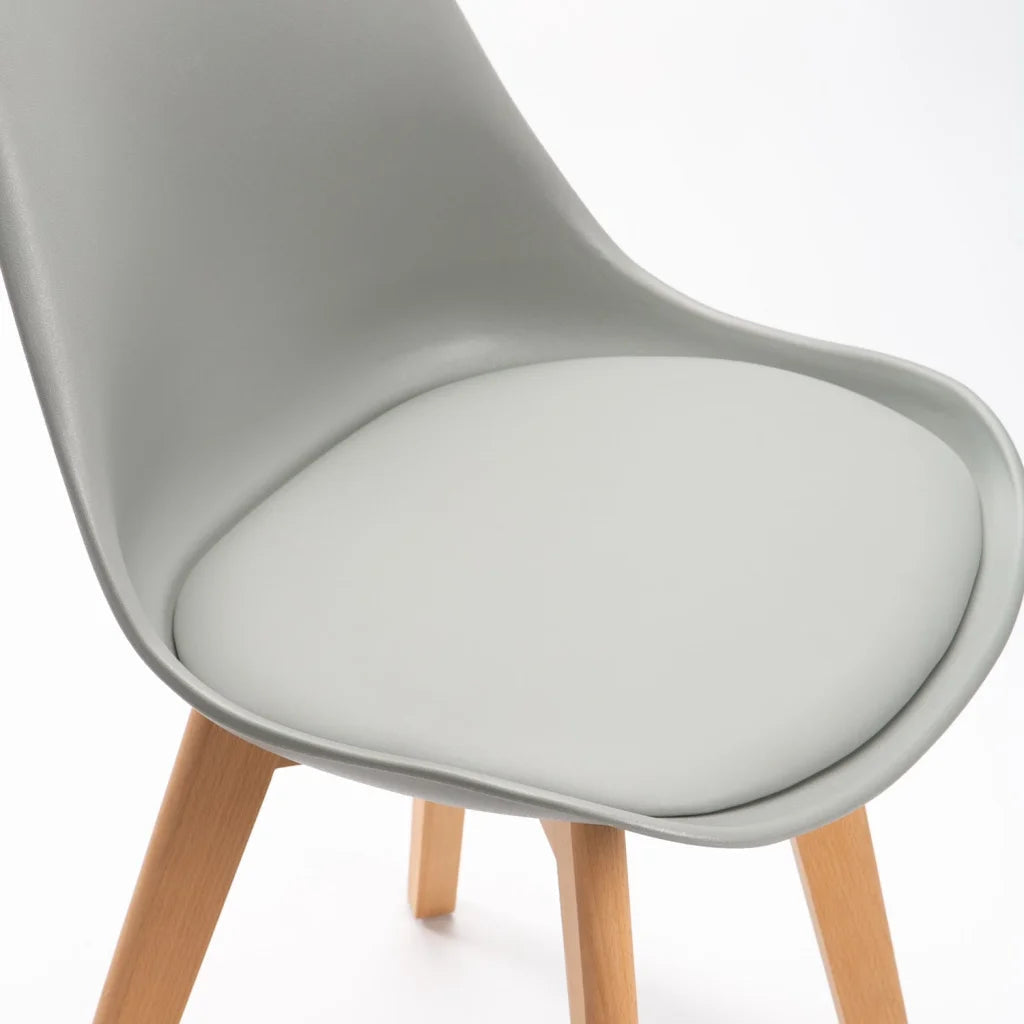 Rute Wooden Leg Dining Chair - Grey