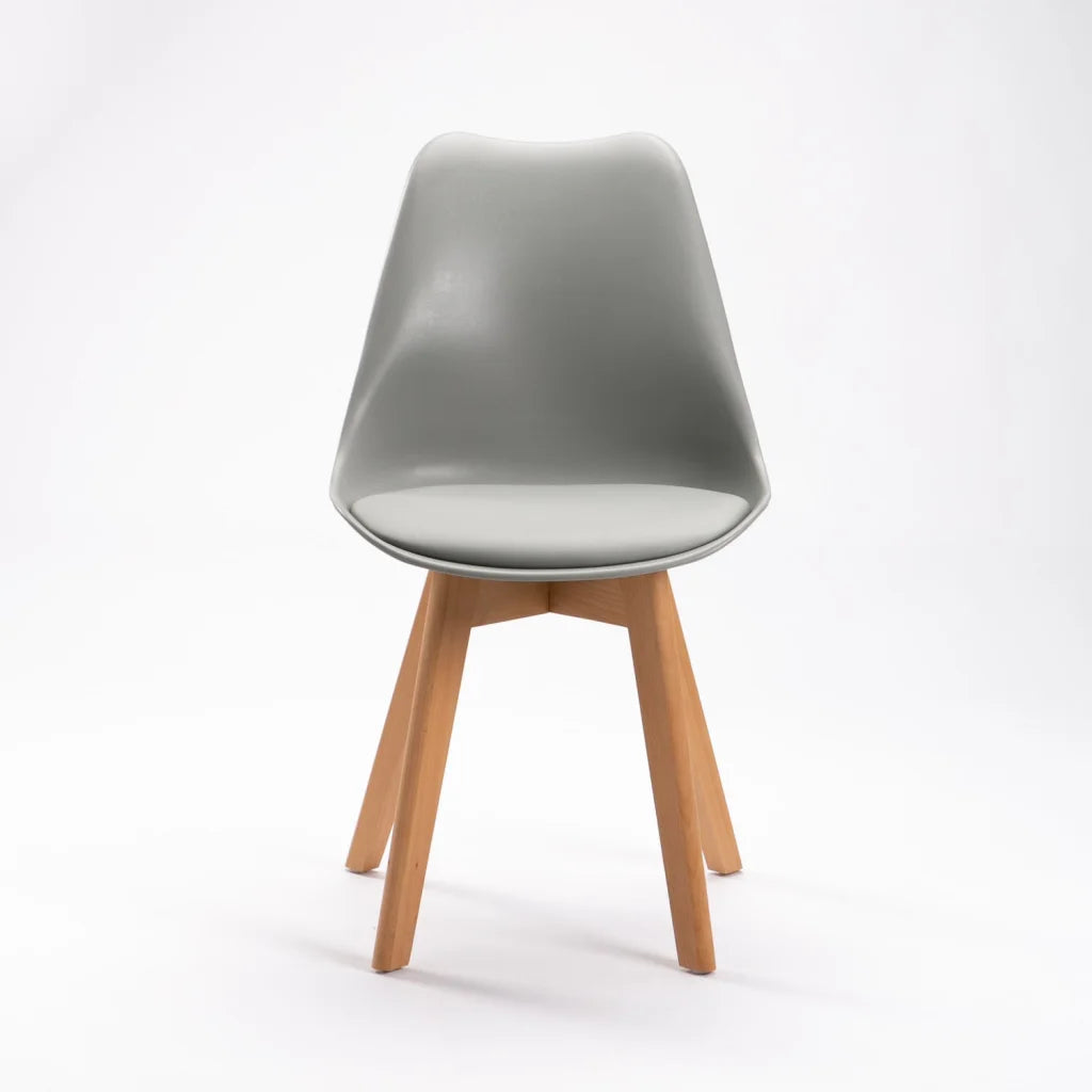 Rute Wooden Leg Dining Chair - Grey